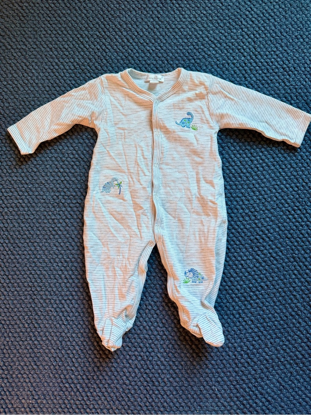 Kissy Kissy Blue & White Striped Footed One-Piece